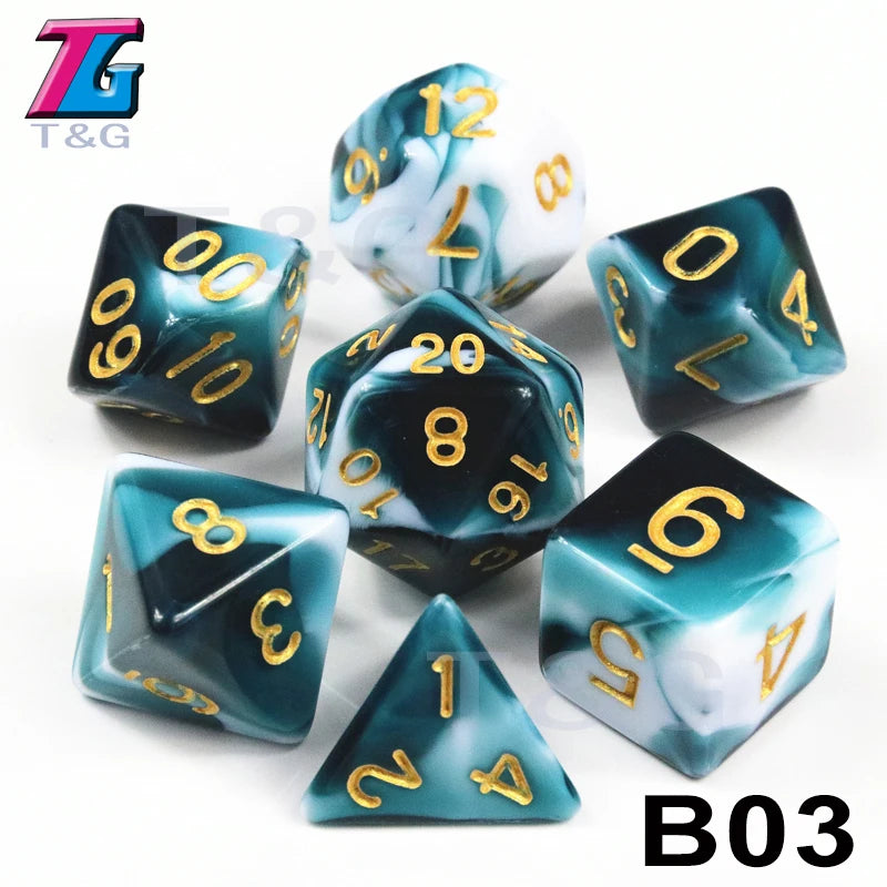 7-Piece Acrylic Polyhedral Dice Set for D&D and RPG Games