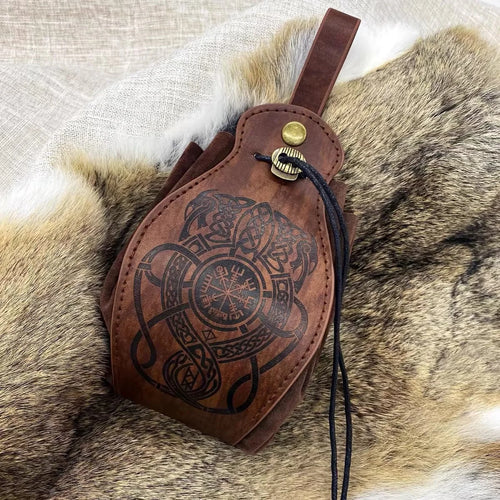 Genuine Leather Dice Bag Tray and Drawstring Pouch for RPG Games