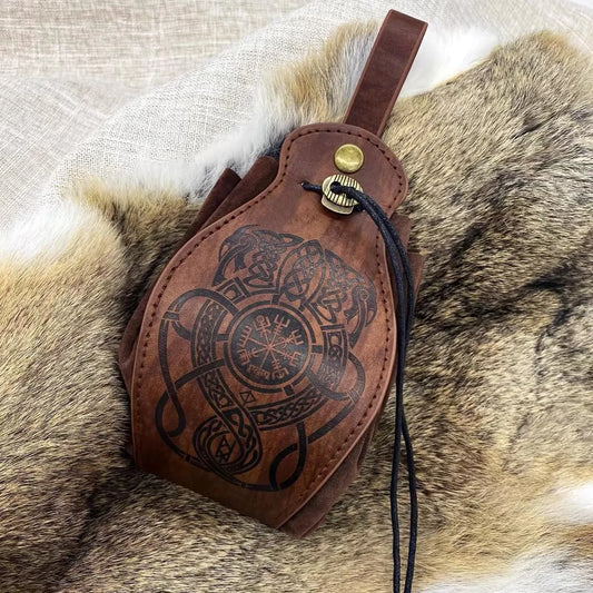Genuine Leather Dice Bag Tray and Drawstring Pouch for RPG Games