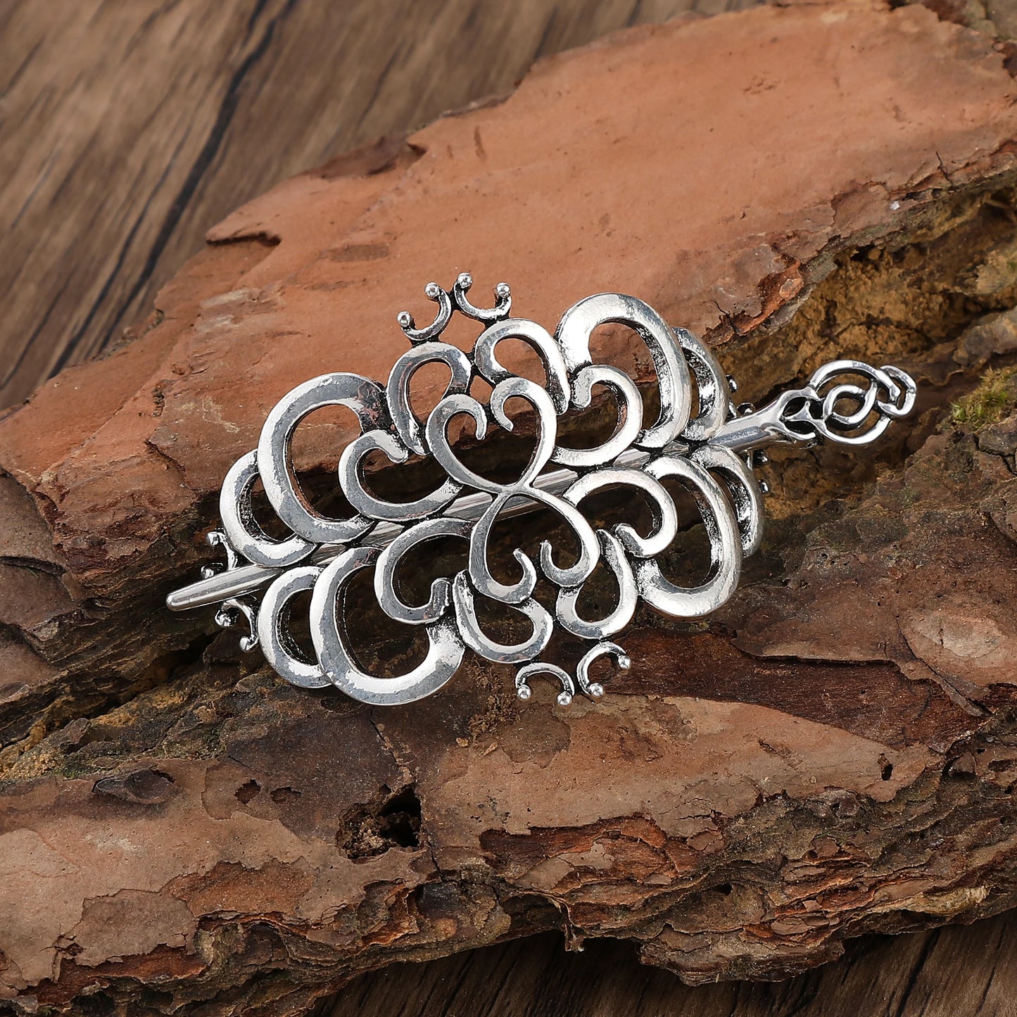 Celtic Knot Heart Hair Stick – Viking Irish Style, Metal Alloy, Silver