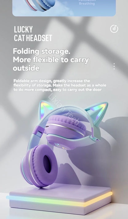 RGB Cat Ear Bluetooth Earphones 5.3 - Wireless Gaming Headset