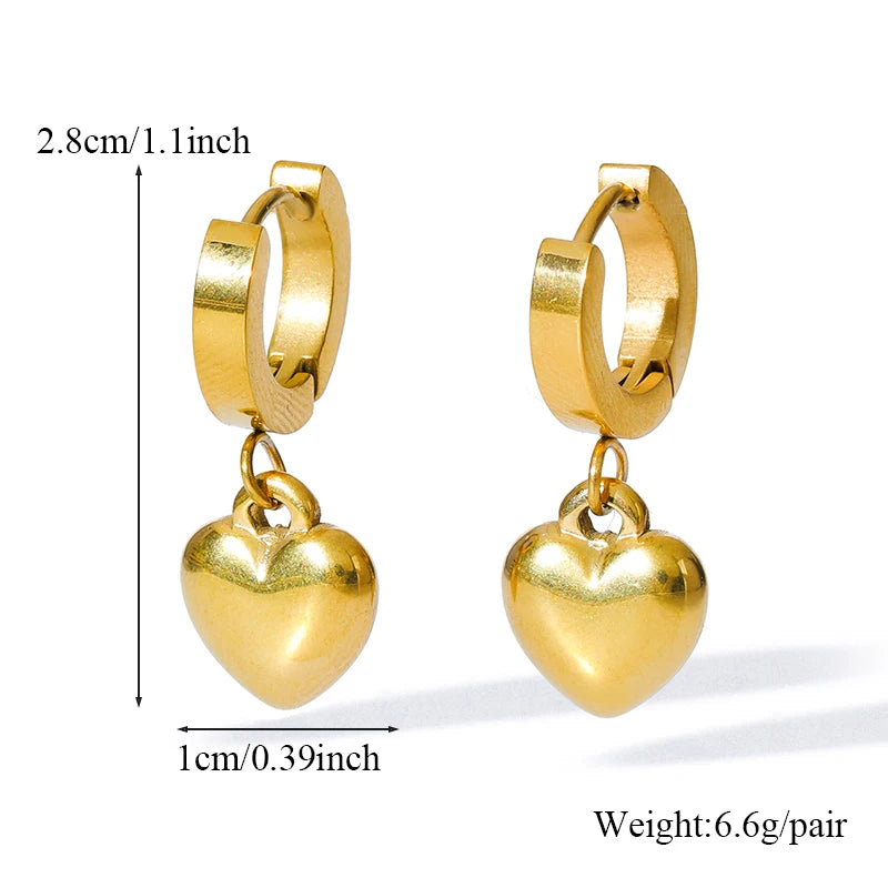 18K Gold Heart Love Jewelry Set - Necklace, Bracelet & Earrings