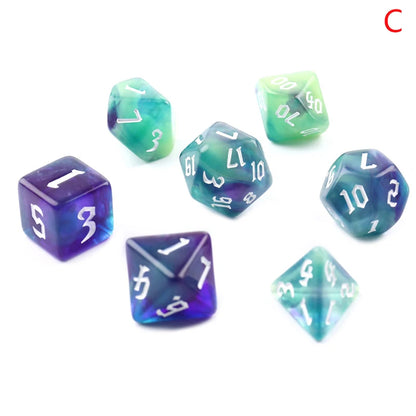 7-Piece Two-Tone Acrylic Polyhedral Dice Set for D&D and RPG Games