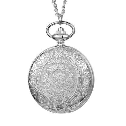 Retro Carved Pocket Watch - Flip Cover Necklace Gift