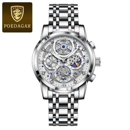 POEDAGAR Men’s Stainless Steel Quartz Chronograph Watch, Model 984
