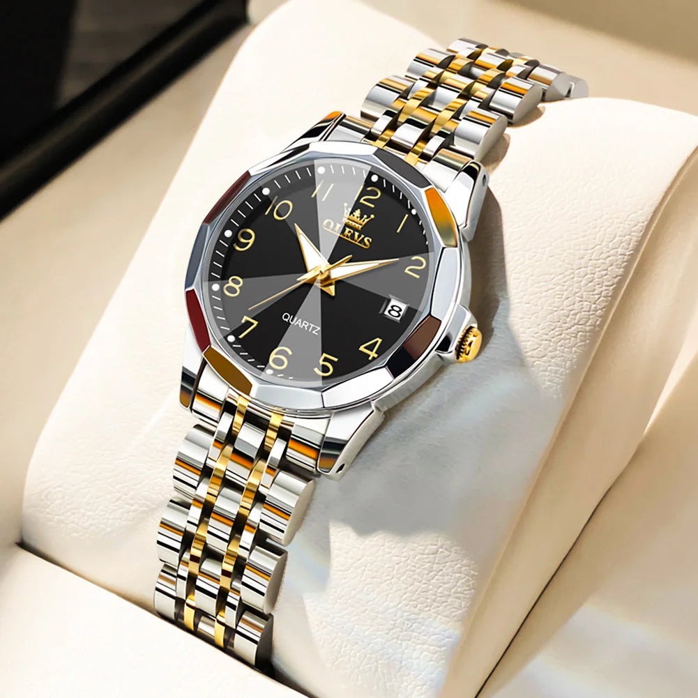 OLEVS 9931L Elegant Fashion Watch - Luxury, Waterproof, Stainless Steel, Luminous Date