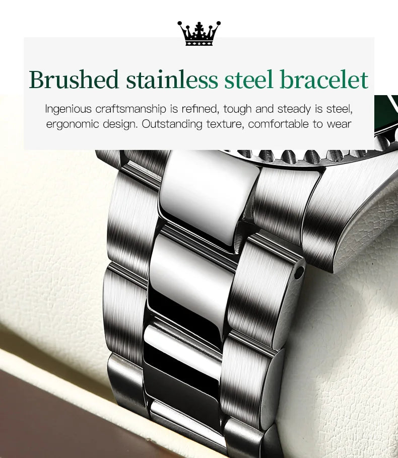 OLEVS 5885 Men's Watch - Luxury, One-Way Rotating Outer Ring, Auto Date, Waterproof, Quartz