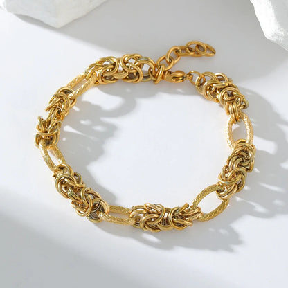 18K Gold Plated Twisted Bracelet - Stainless Steel Bangle