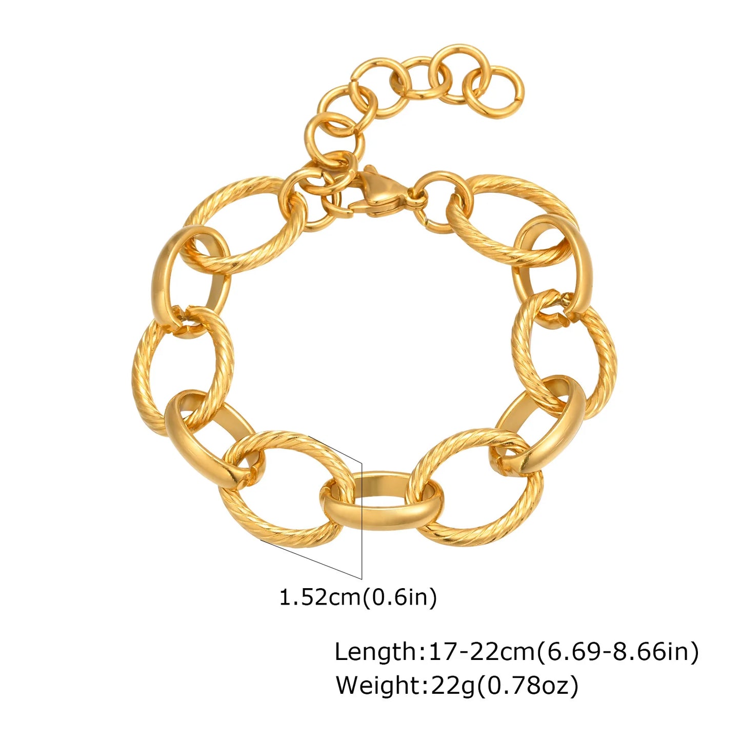 Gold Stainless Steel Chunky Link Chain Bracelet