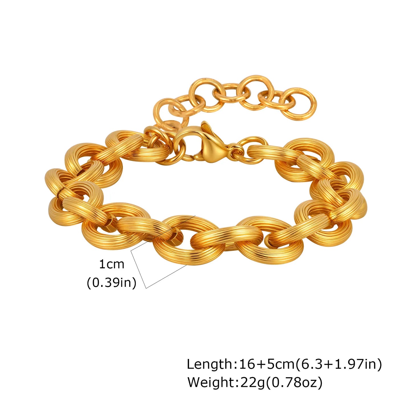 Gold Stainless Steel Chunky Link Chain Bracelet