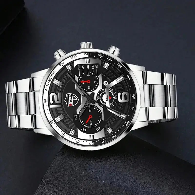DEYROS Men's Fashion Quartz Watch - Stainless Steel Band, Numberless Dial, Casual Business