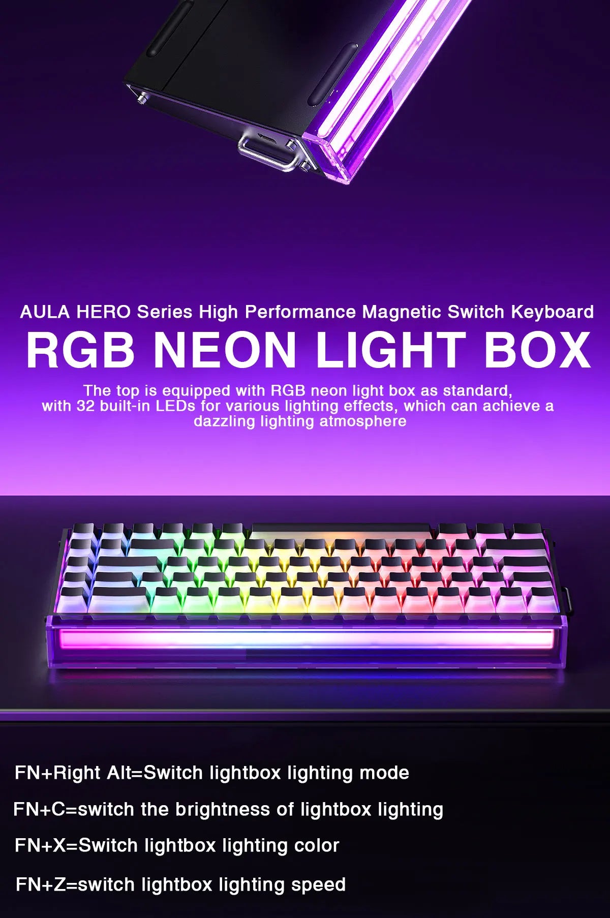 AULA HERO 68HE Magnetic Switch Keyboard - Rapid Trigger, 8K, Hot-Swap, RGB