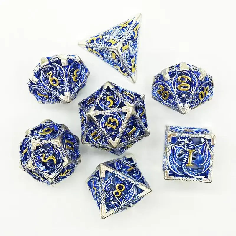 Metal Dragon Dice Set - Hollow D&D Polyhedral Dice