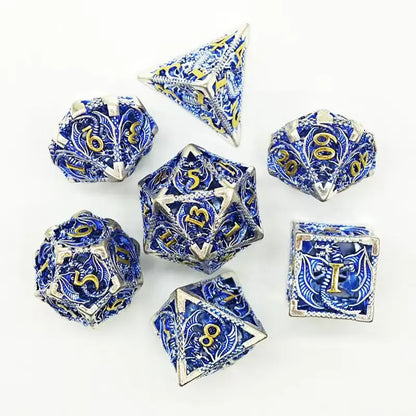 Metal Dragon Dice Set - Hollow D&D Polyhedral Dice
