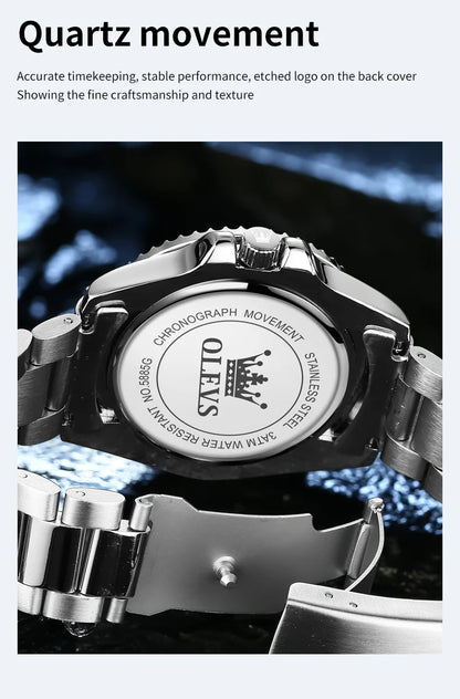 OLEVS 5885 Men's Watch - Original Brand, Waterproof, Stainless Steel, Automatic Date, Gifts