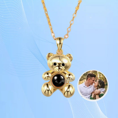 Teddy Bear Photo Projection Necklace - Custom Picture