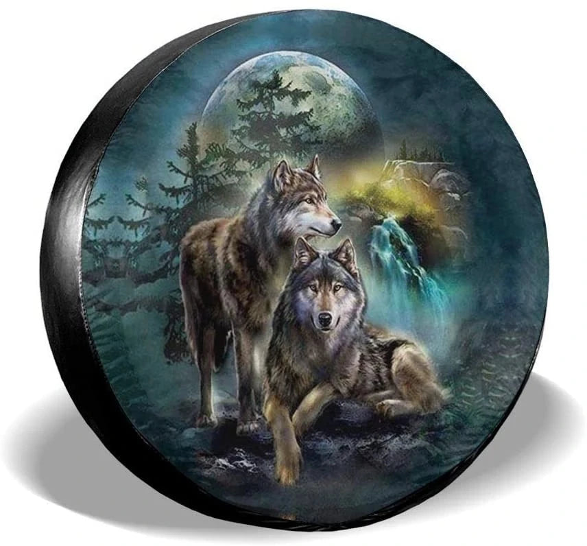 3D Wolf Spare Tire Cover - Polyester Waterproof Dustproof Universal