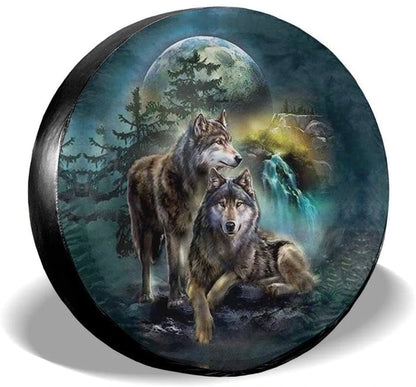 3D Wolf Spare Tire Cover - Polyester Waterproof Dustproof Universal