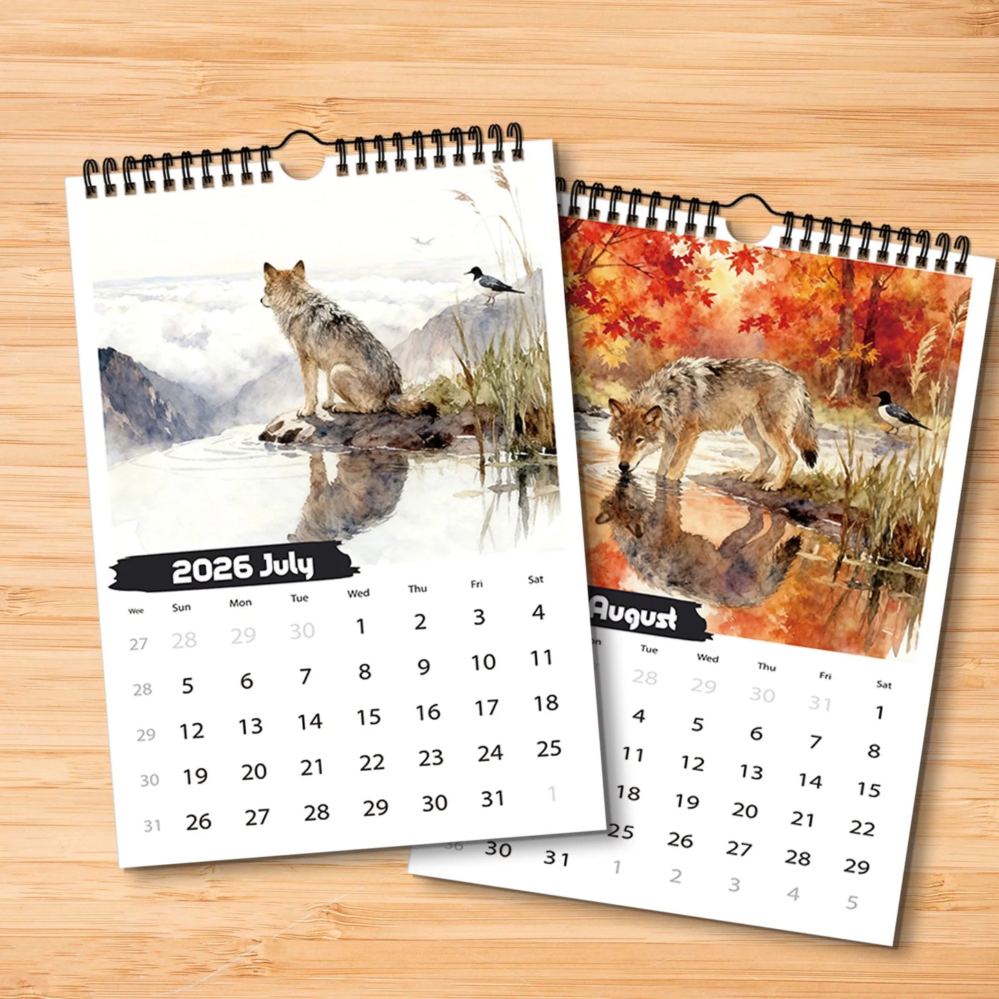 2026 Wolf Calendar - Home Decoration Date Viewing Gift