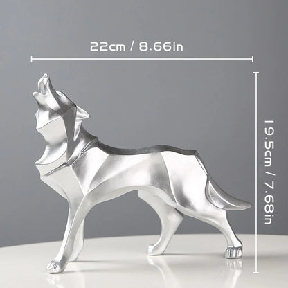 Abstract Wolf Sculpture - 22x19.5cm Resin Geometric Statue