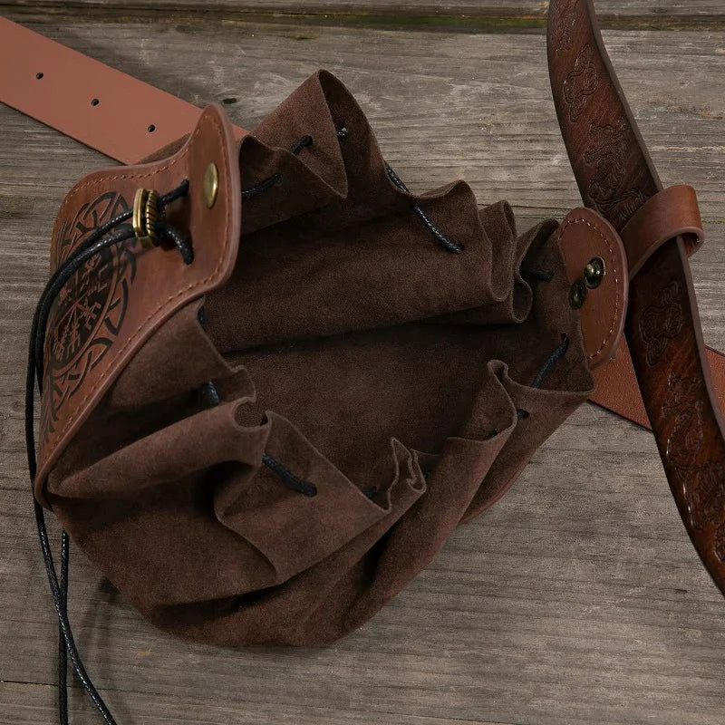 Genuine Leather Dice Bag Tray and Drawstring Pouch for RPG Games