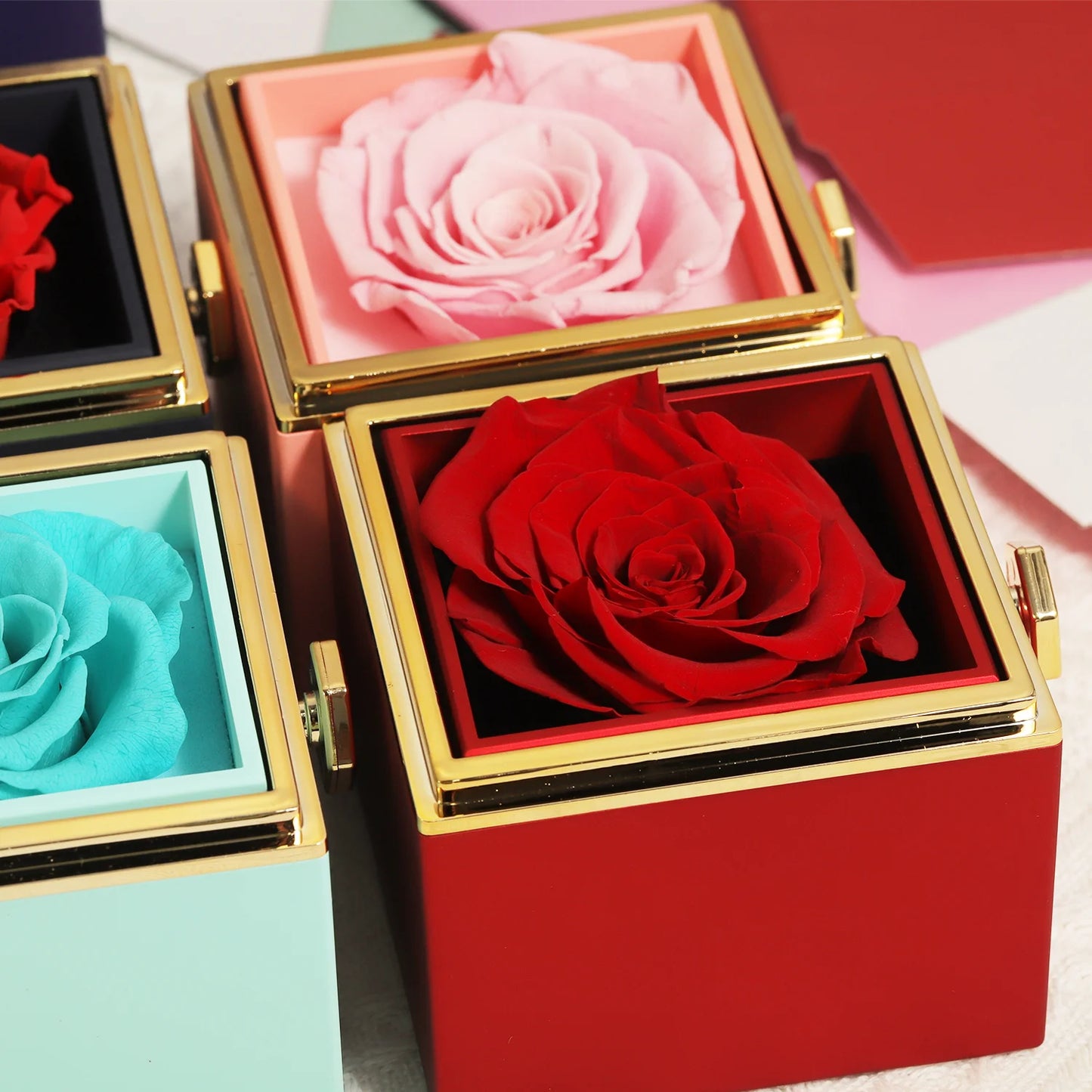 Eternal Rose Box with Custom Envelope Necklace Gift Set