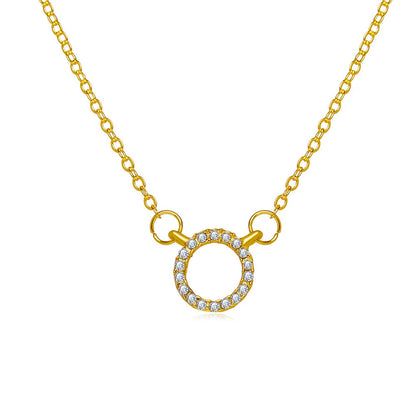 Crystal Circle Pendant Necklace - Gold Elegant Design
