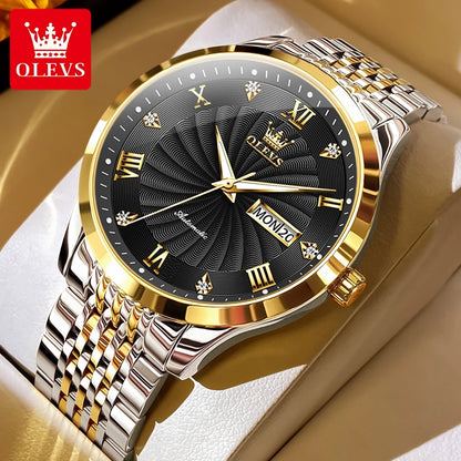 OLEVS 6630 Men's Watch - Automatic Mechanical, Threaded Dial, Waterproof, Stainless Steel, Luxury
