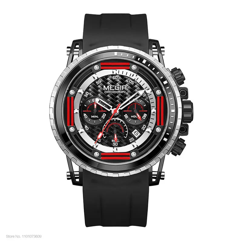 MEGIR MN2143G Men’s Chronograph Quartz Watch with Silicone Strap