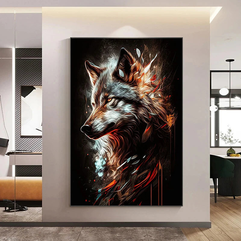 Wolf Canvas Poster - Waterproof Ink Abstract Spray Painting Wall Art