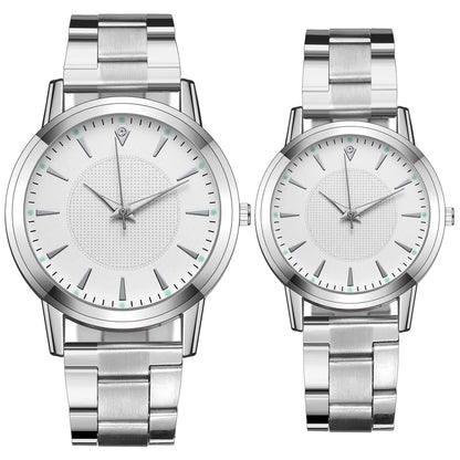 2pcs Couples Quartz Watch Set - Alloy, Numberless Dial, Fashion Casual, No Box