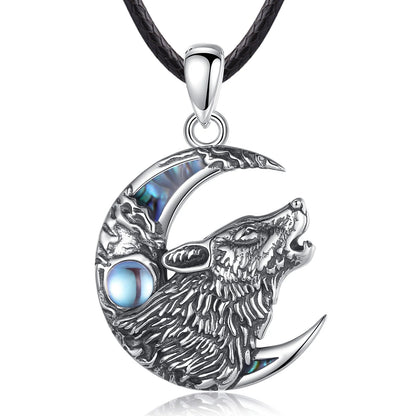 Wolf Moonstone Necklace