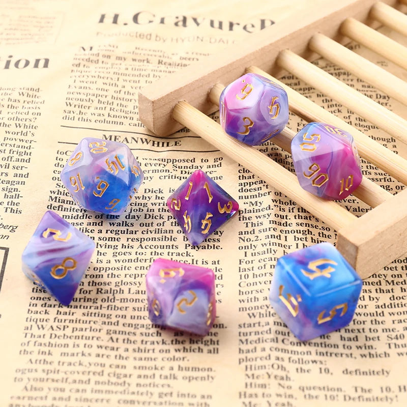 7-Piece Two-Tone Acrylic Polyhedral Dice Set for D&D and RPG Games