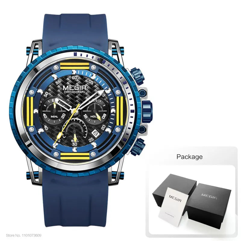 MEGIR MN2143G Men’s Chronograph Quartz Watch with Silicone Strap