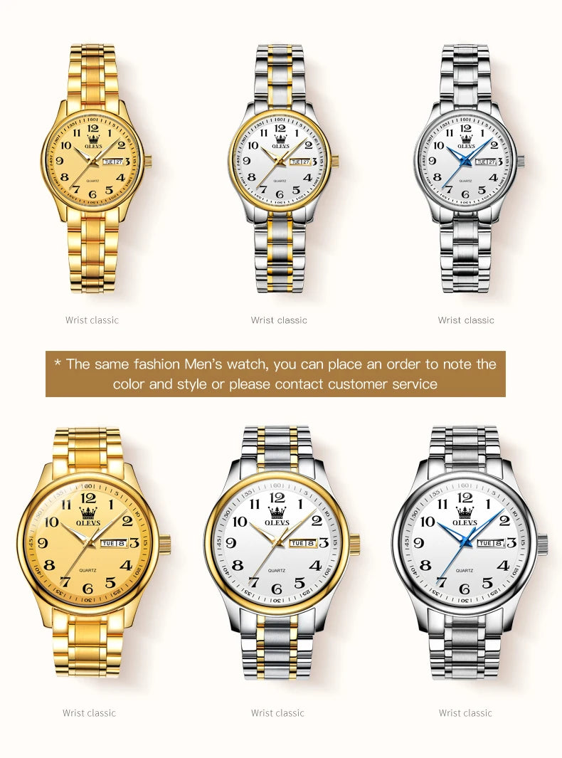 OLEVS 5567 Women's Watch - Fashion, Waterproof, Luminous, Stainless Steel Gold, Luxury Elegant