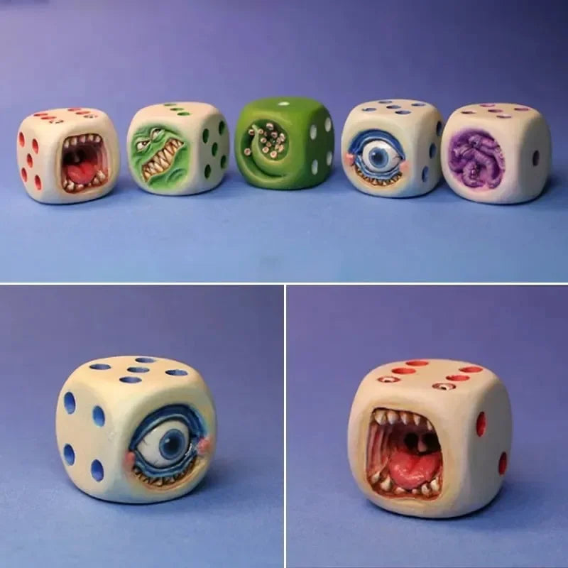 Monster Face Resin Dice Set – 5 Pcs Halloween Tabletop