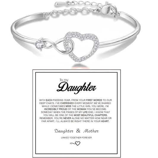 To My Daughter Heart Bracelet - Infinity Love Gift from Mom