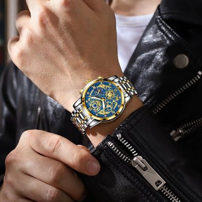 POEDAGAR Men’s Stainless Steel Quartz Chronograph Watch, Model 984