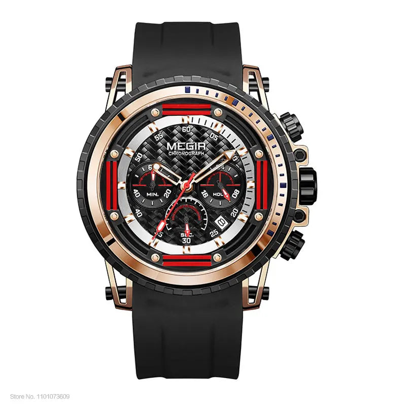 MEGIR MN2143G Men’s Chronograph Quartz Watch with Silicone Strap