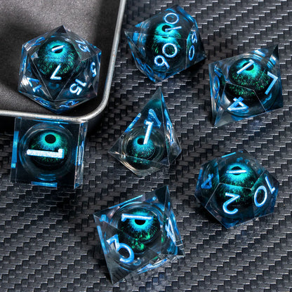 Sharp-Edge Resin Liquid-Core Dice Set for D&D and RPG Games