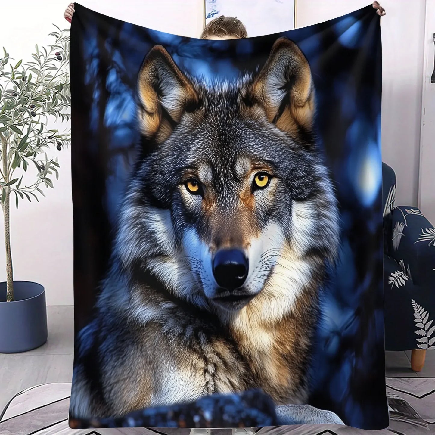 Cosmic Wolf Flannel Blanket - Polyester Coral Fleece Throw