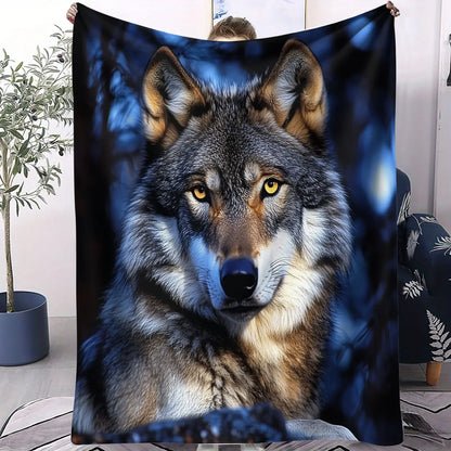 Cosmic Wolf Flannel Blanket - Polyester Coral Fleece Throw