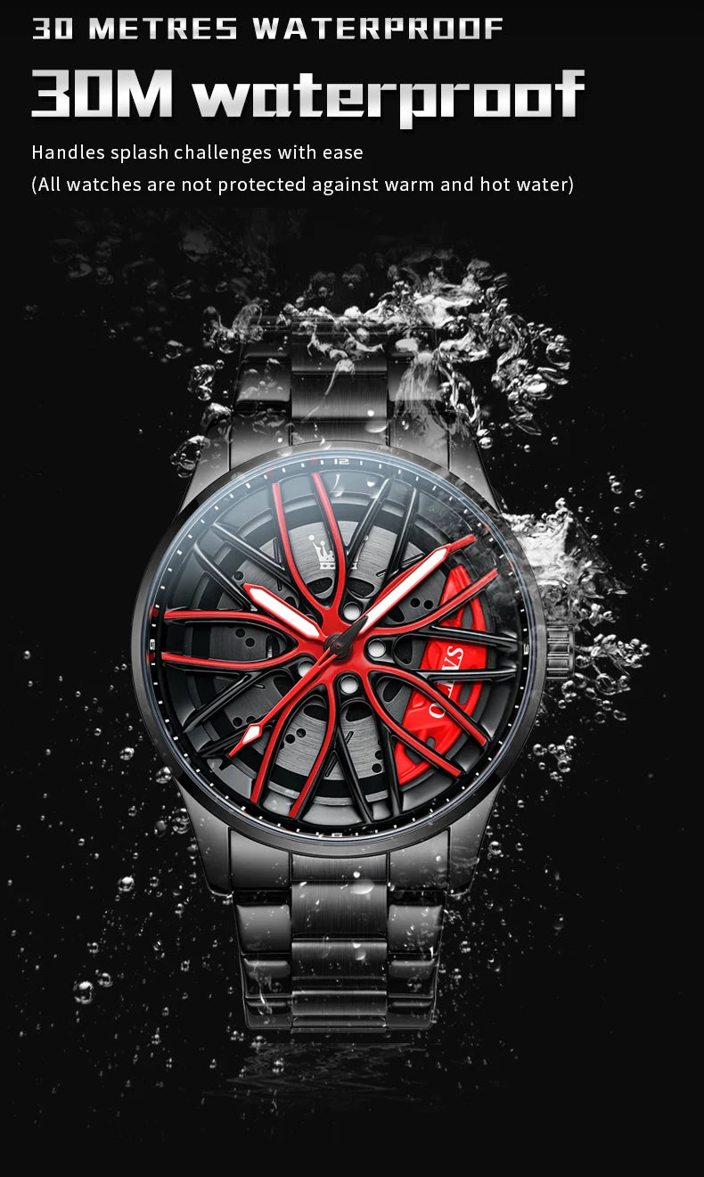 OLEVS 9937 Men's Watch - Fashion, Rotatable Wheel Hub Dial, Waterproof, Luminous, Gifts