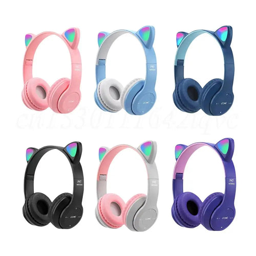 Cat Ear Wireless Headphones - LED Glow Light, Bluetooth 5.0, Kids & Adults