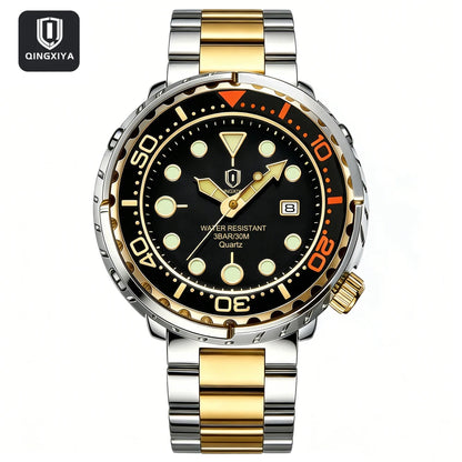 QINGXIYA Men’s Quartz Watch with Luminous Hands and Calendar