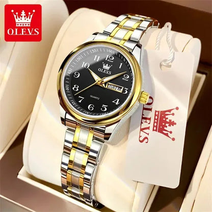 OLEVS Women’s Stainless Steel Quartz Watch with Date and Week Display