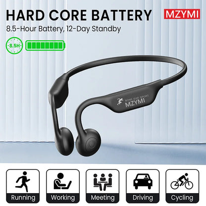 Bone Conduction Neckband Headphones - Bluetooth 5.3, IP56 Waterproof, 15H Battery