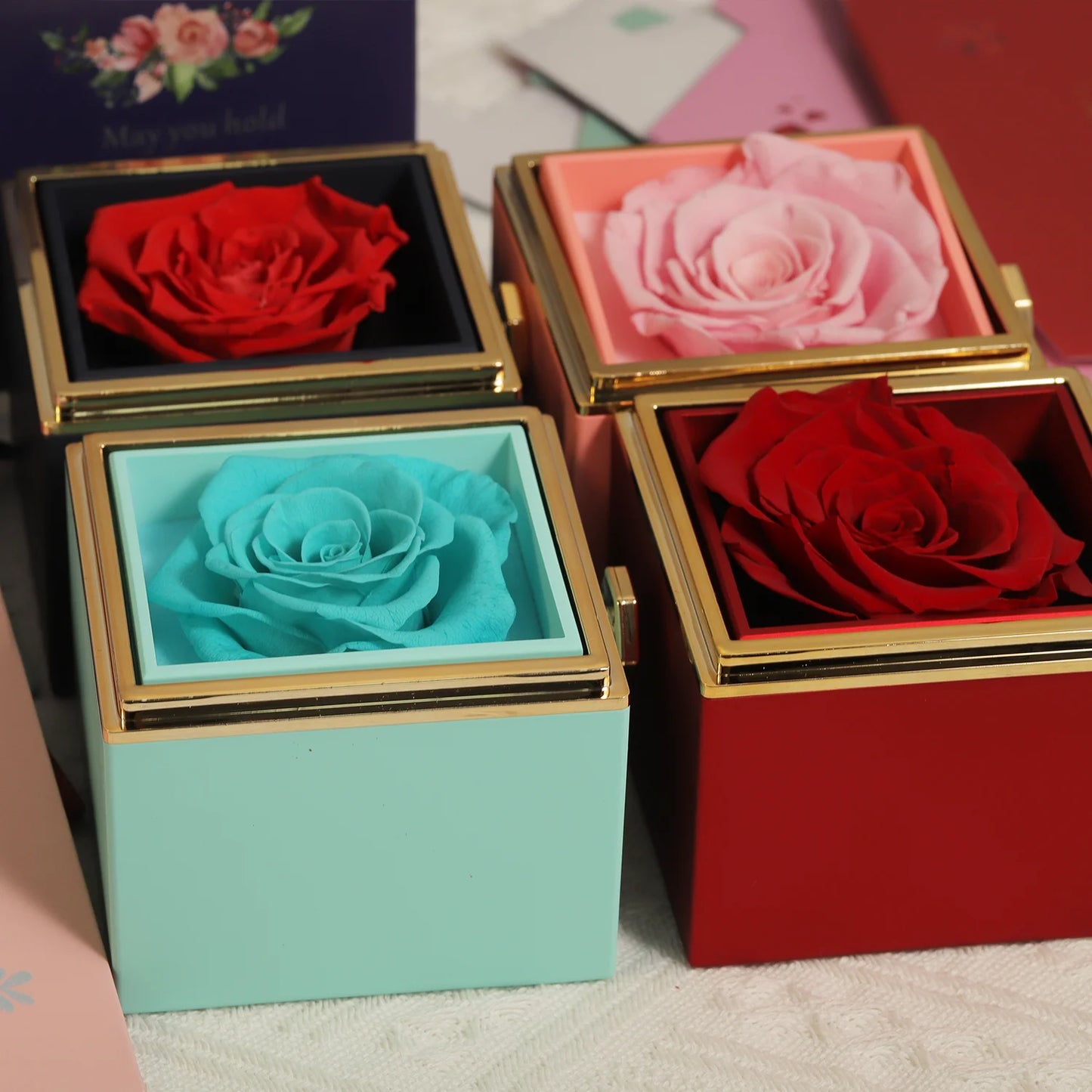 Eternal Rose Box with Custom Envelope Necklace Gift Set