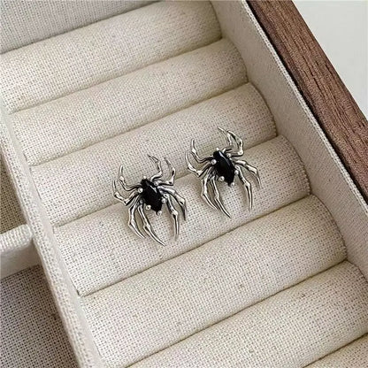 Silver Spider Stud Earrings