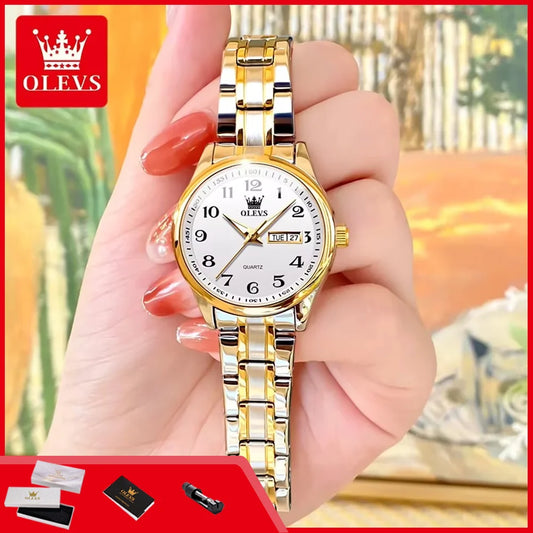 OLEVS Women’s Stainless Steel Quartz Watch with Date and Week Display